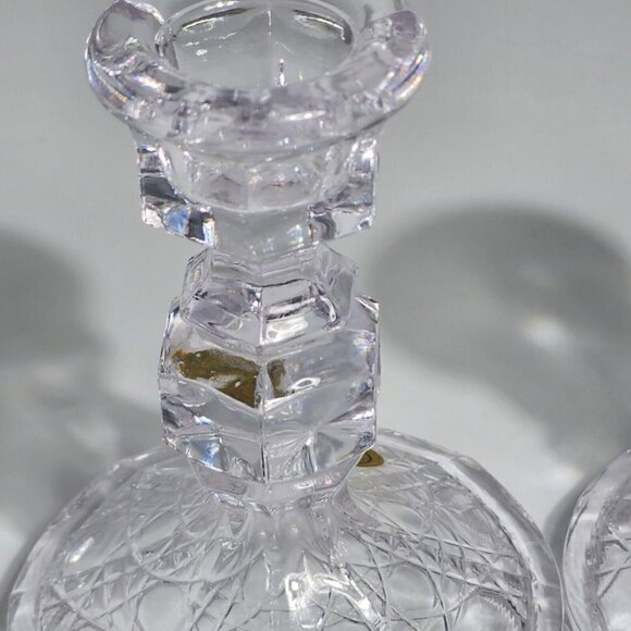 Crystal Pedestal Candlesticks Candleholders Pair PbO 24% Vintage Made in Taiwan - Picture 4 of 8